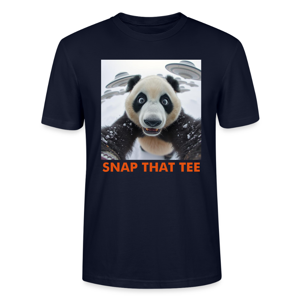 Panda Panic Protocol T-Shirt – Funny UFO Panda Selfie Shirt– Snap That Tee - marine