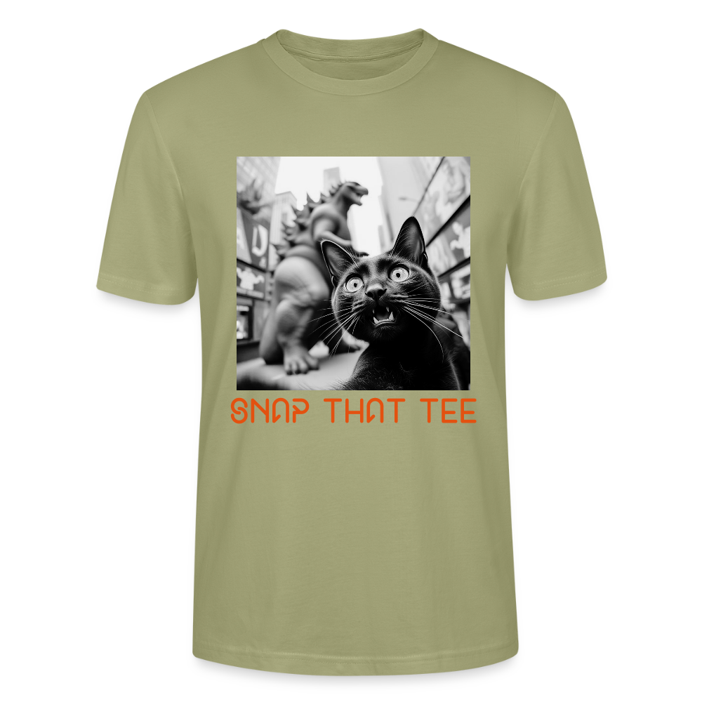 Godzilla & Meow White & Black - T-shirt bio Unisexe - Snap that tee - vert brouillard