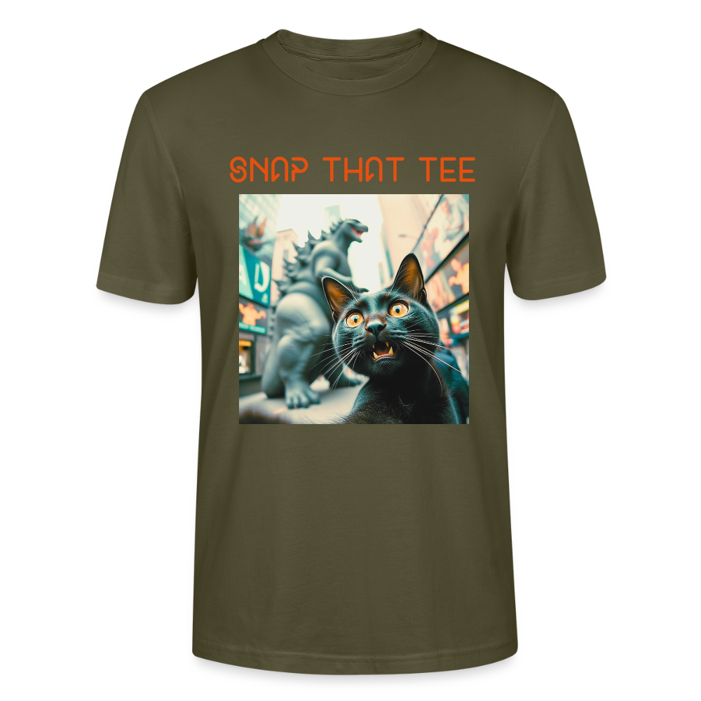 Godzilla & Meow - T-shirt bio Unisexe - snap that tee - kaki
