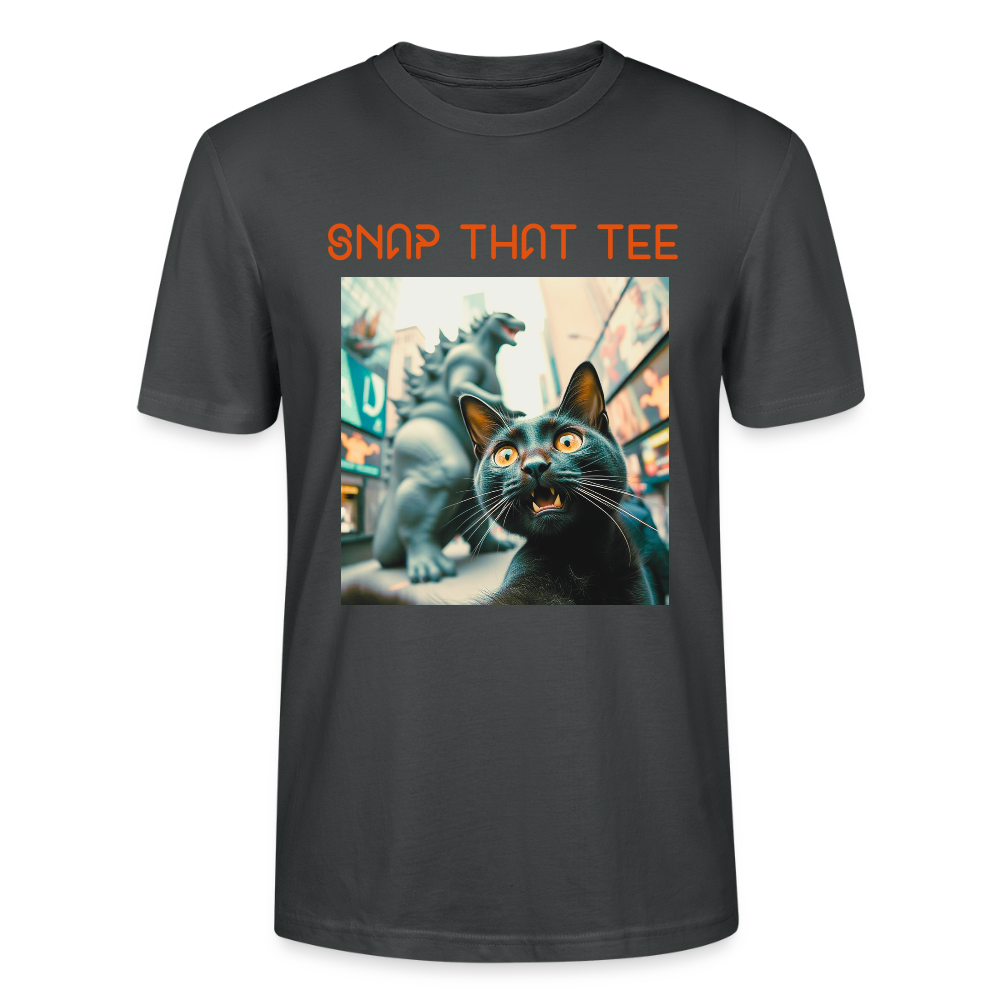 Godzilla & Meow - T-shirt bio Unisexe - snap that tee - charbon