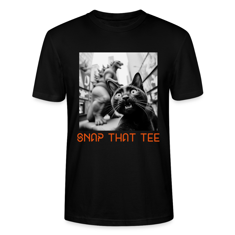 Godzilla & Meow White & Black - T-shirt bio  Unisexe - Snap that tee - noir