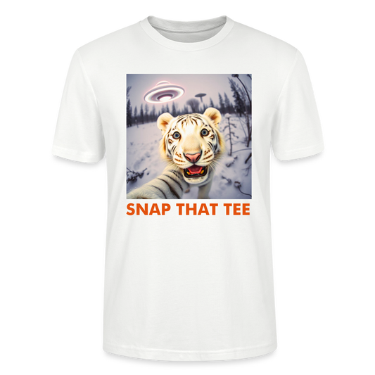 Arctic Signal Detected T-Shirt – White Tiger UFO Selfie Shirt – Snap That TeeT-shirt bio Unisexe - blanc