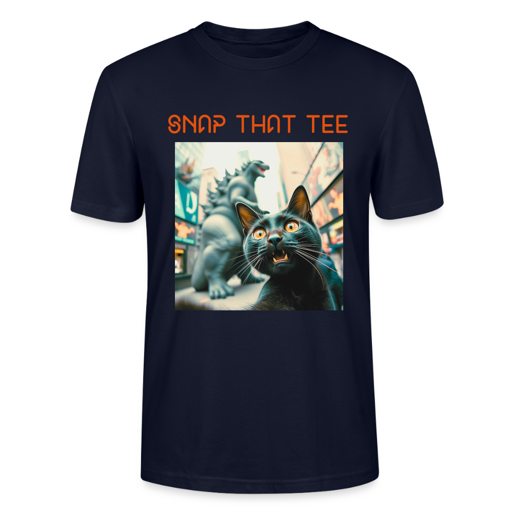 Godzilla & Meow - T-shirt bio Unisexe - snap that tee - marine