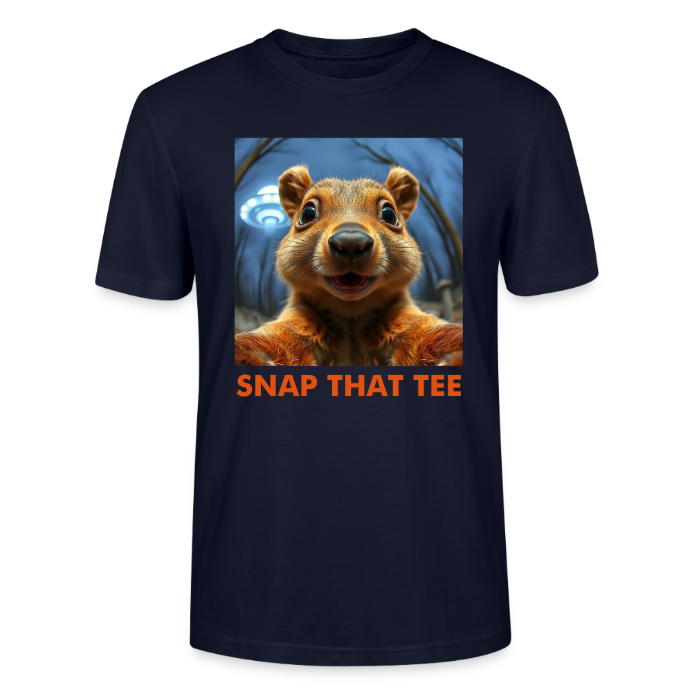 Squirrel Signal Detected T-Shirt – Funny UFO Squirrel Selfie Shirt  – Snap That Tee - marine