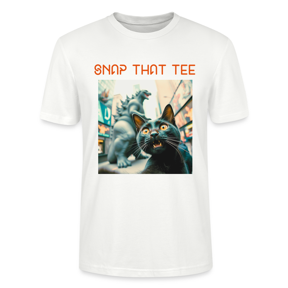 Godzilla & Meow - T-shirt bio Unisexe - snap that tee - blanc