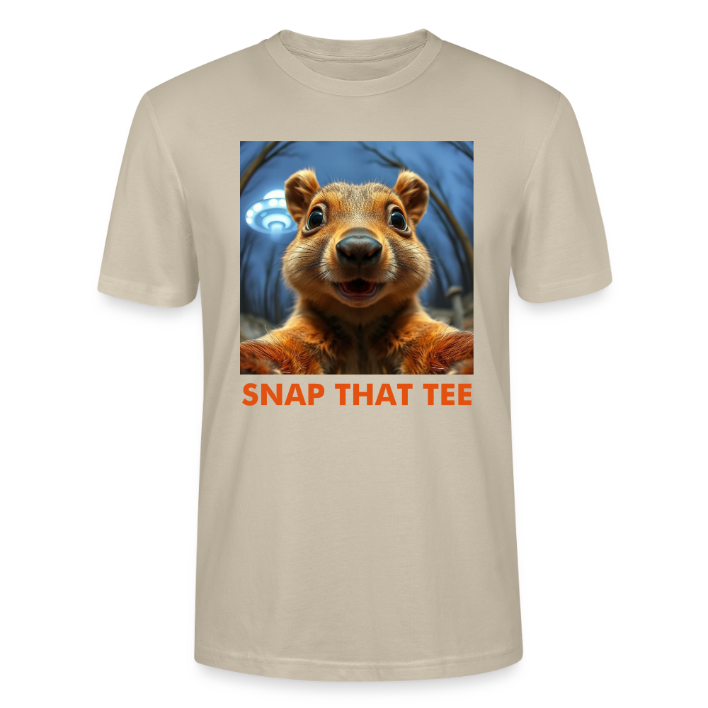 Squirrel Signal Detected T-Shirt – Funny UFO Squirrel Selfie Shirt  – Snap That Tee - beige