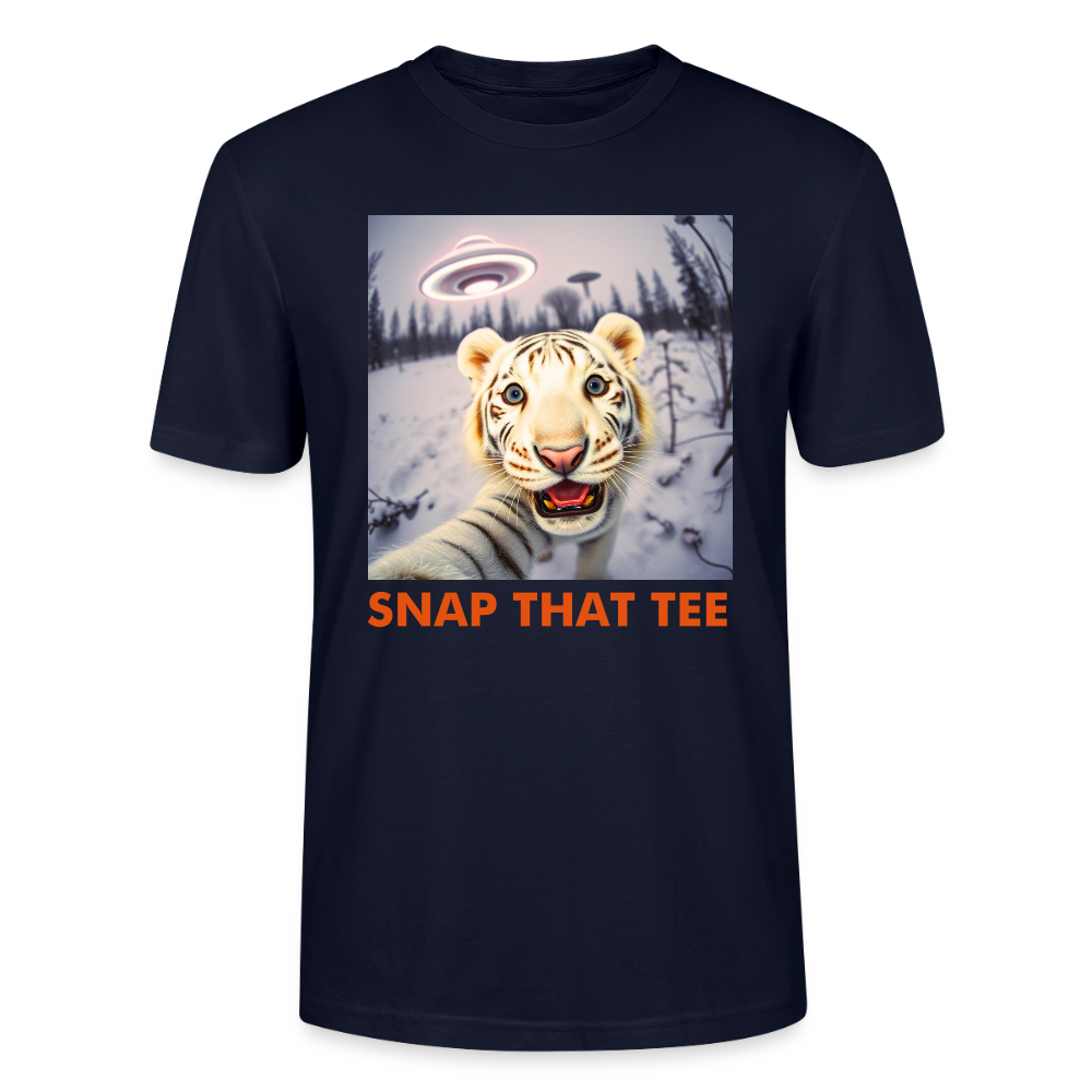 Arctic Signal Detected T-Shirt – White Tiger UFO Selfie Shirt – Snap That TeeT-shirt bio Unisexe - marine