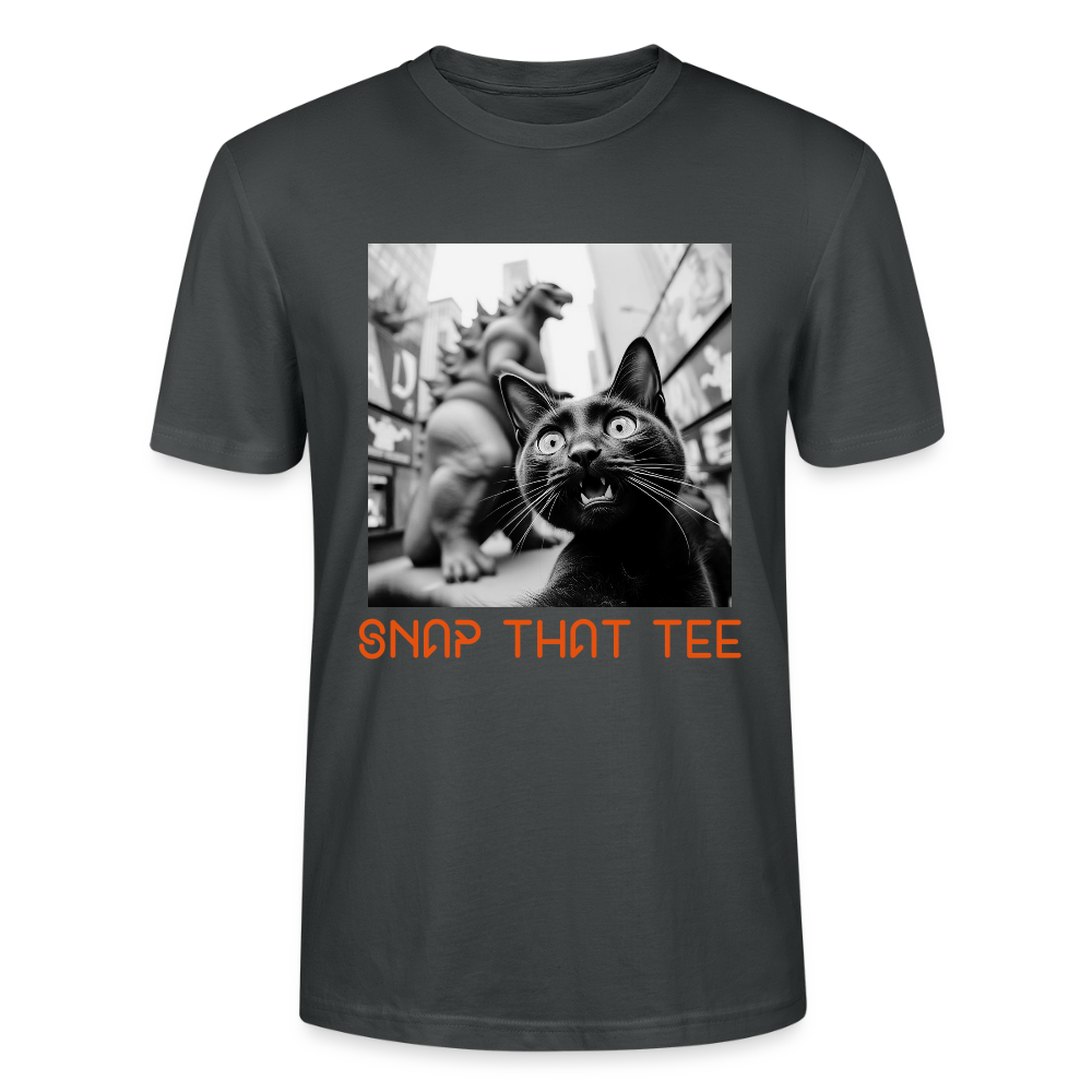 Godzilla & Meow White & Black - T-shirt bio  Unisexe - Snap that tee - charbon