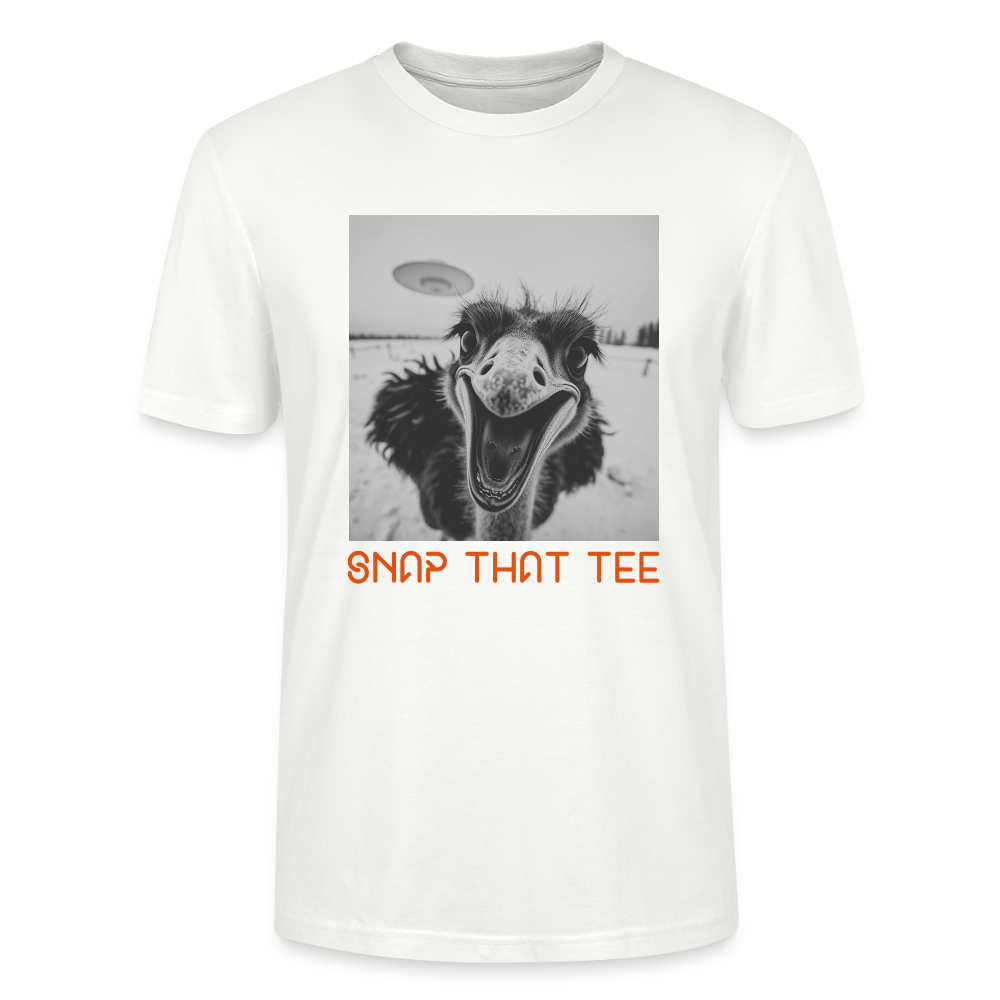 Ostrich Abduction Black & White variation - T-shirt bio Unisexe - Snap that tee - blanc