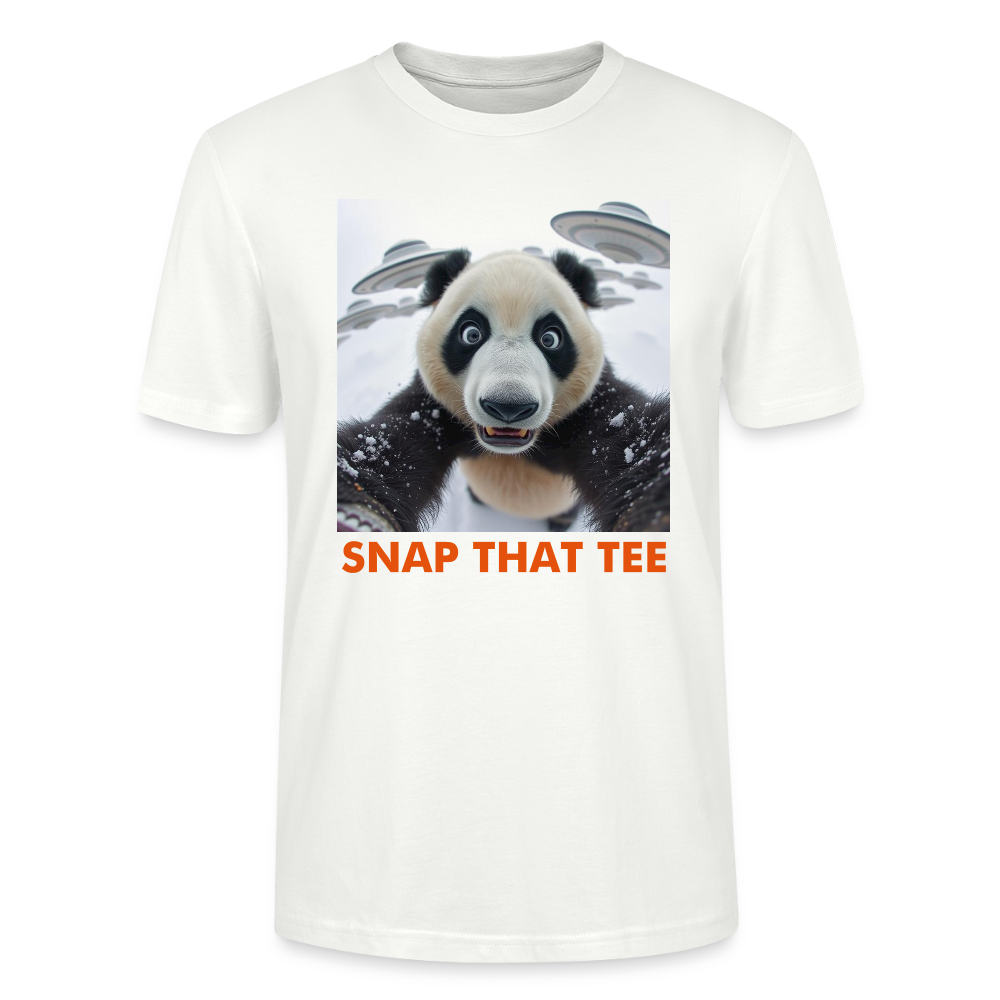 Panda Panic Protocol T-Shirt – Funny UFO Panda Selfie Shirt– Snap That Tee - blanc