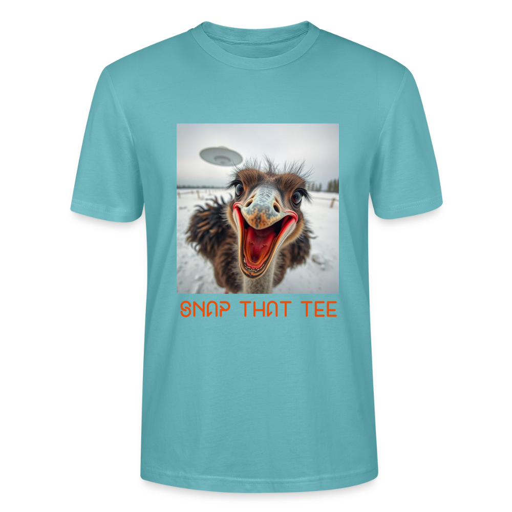Ostrich Abduction - T-shirt bio Unisexe - Snap that tee - turquoise pastel