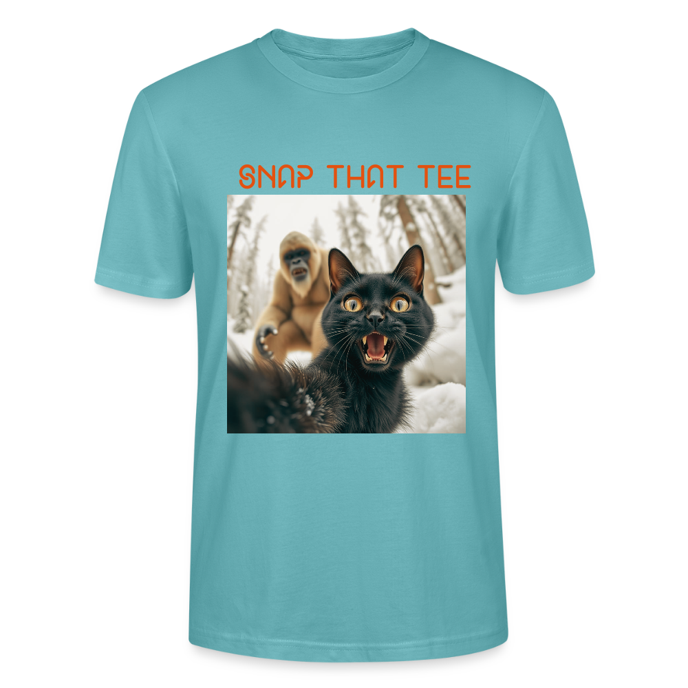 Big Foot & Meow - T-shirt bio Unisexe - Snap that tee - turquoise pastel