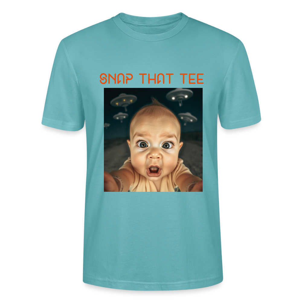Out Of This Crib - T-shirt bio Unisexe - Snap that tee - turquoise pastel