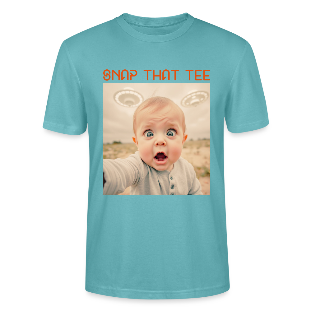 Beam Me Up, Baby ! T-shirt bio Unisexe - Snap that tee - turquoise pastel