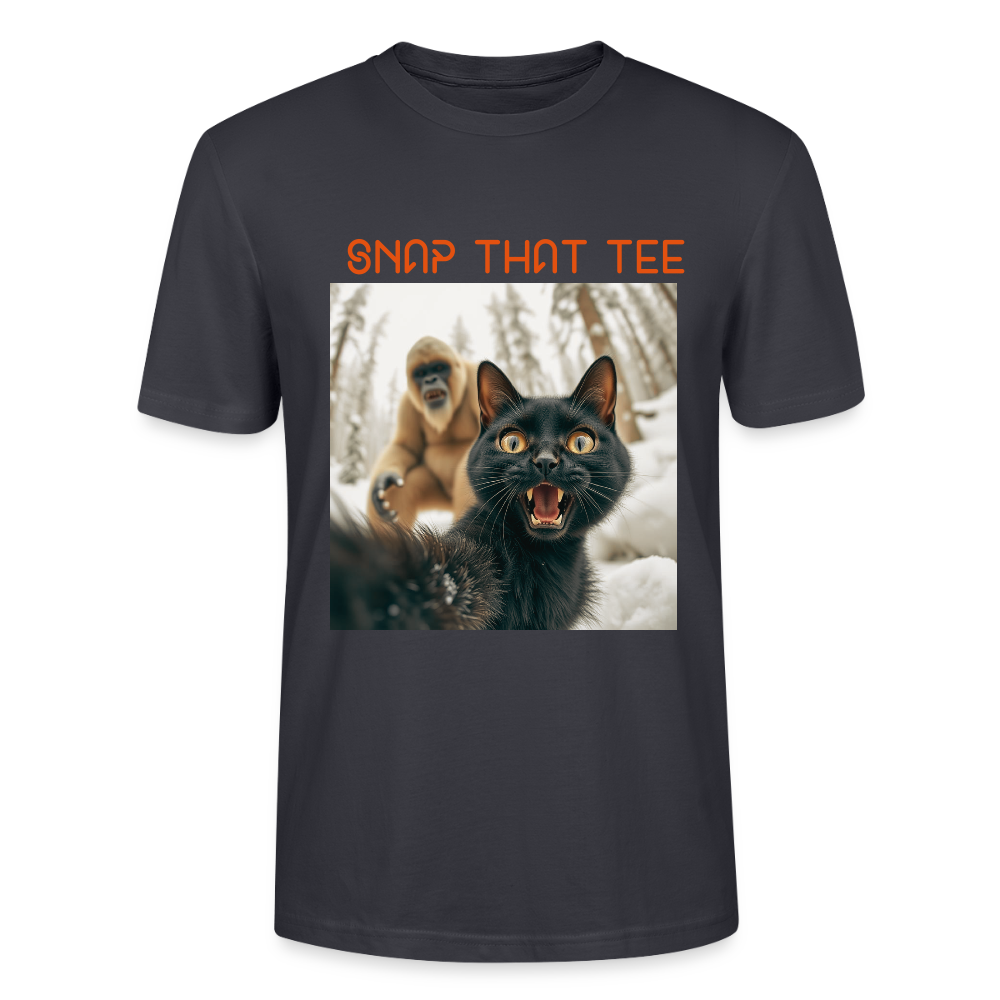 Big Foot & Meow - T-shirt bio Unisexe - Snap that tee - bleu gris foncé